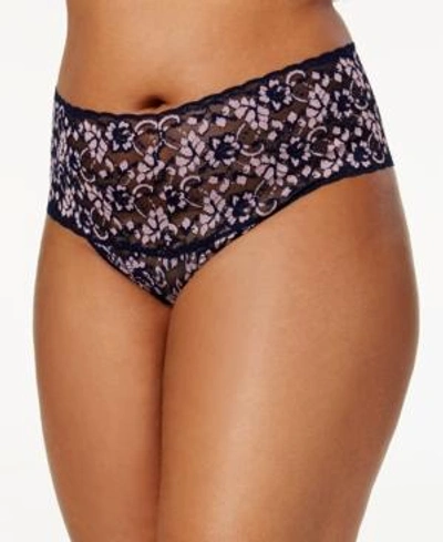 Shop Hanky Panky Plus Size Retro Lace Thong 591924x In Navy/pink
