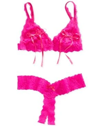 Shop Hanky Panky After Midnight Signature Lace Peek-a-boo Bralette 487831 In Tulip Pink