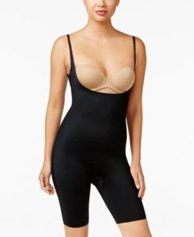 Shop Spanx Women's Two-timing Open-bust Mid-thigh Bodyshaper 10048r In Very Black/mineral Taupe- Nude 02