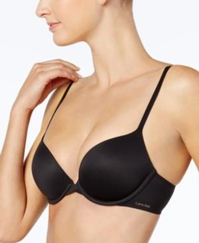 Shop Calvin Klein Perfectly Fit Plunge Push Up Bra Qf1120 In Black