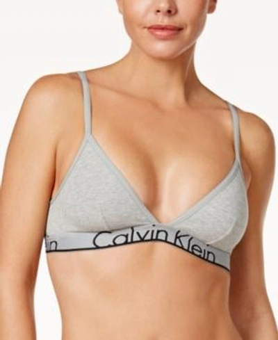 Shop Calvin Klein Id Cotton Triangle Bralette Qf1758 In Grey Heather