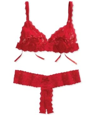 Shop Gucci After Midnight Signature Lace Peek-a-boo Bralette 487831 In Red