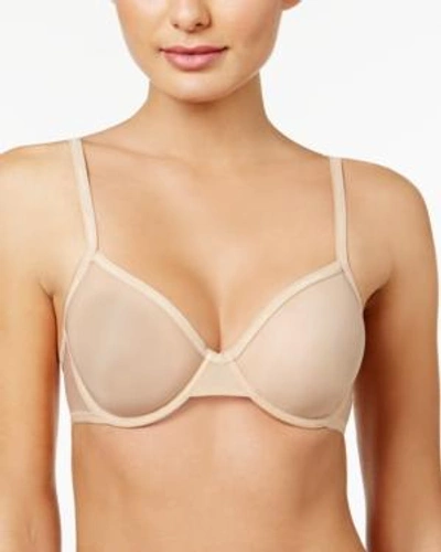 Shop Calvin Klein Sheer Marquisette Underwire Unlined Demi Bra Qf1680 In Bare- Nude 01