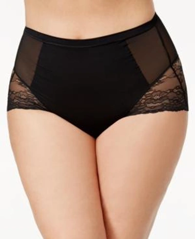 Shop Spanx Plus Size Light-control Sheer Lace Brief 10123p In Very Black