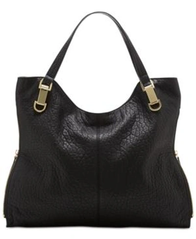Shop Vince Camuto Riley Leather Tote In Black/gold