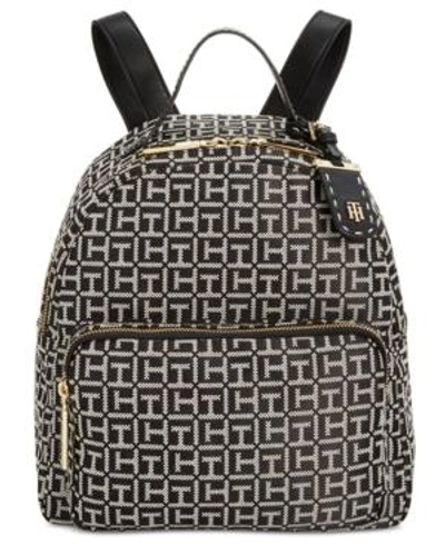 Shop Tommy Hilfiger Julia Monogram Jacquard Dome Backpack, Created For Macy's In Black/white