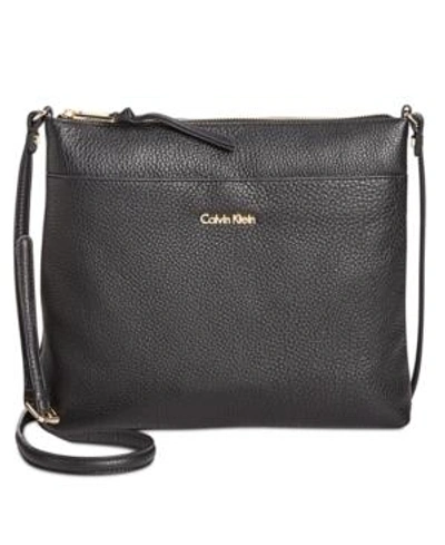 Shop Calvin Klein Lily Pebble Leather Crossbody In Black