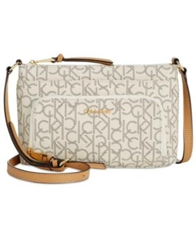 Calvin Klein Almondkhakicamel Key Item Monogram Crossbody