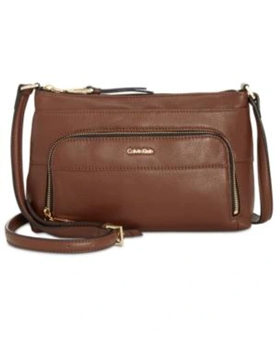 Shop Calvin Klein Carrie Small Crossbody In Mahogany