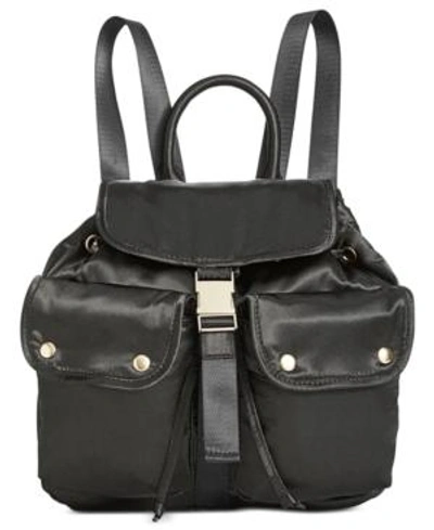 Shop Steve Madden Jax Satin Medium Backpack In Black