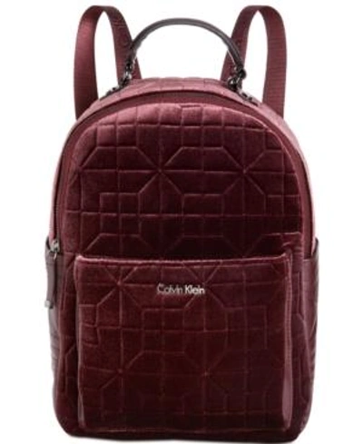 Shop Calvin Klein Collaboration Quilted Velvet Backpack In Rum Raisin