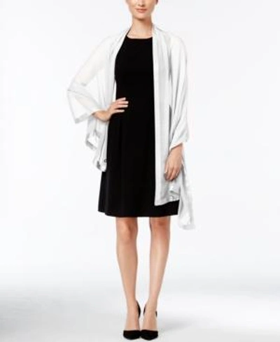Calvin Klein Satin-trim Chiffon Evening Wrap In Eggshell