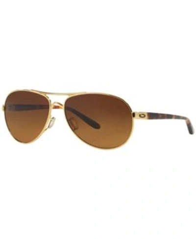 Shop Oakley Feedback Polarized Sunglasses, Oo4079 In Gold Shiny/brown Grad Pol