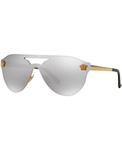 Shop Versace Sunglasses, Ve2161 In Gold/silver Mirror