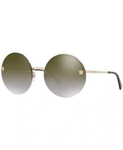 Shop Versace Sunglasses, Ve2176 In Gold/gold Mirror