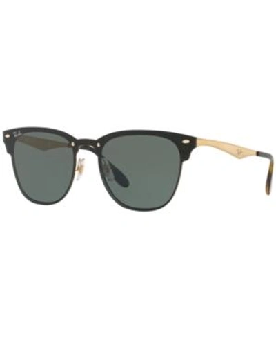 Shop Ray Ban Ray-ban Sunglasses, Rb3576n Blaze Clubmaster In Gold/green Grad