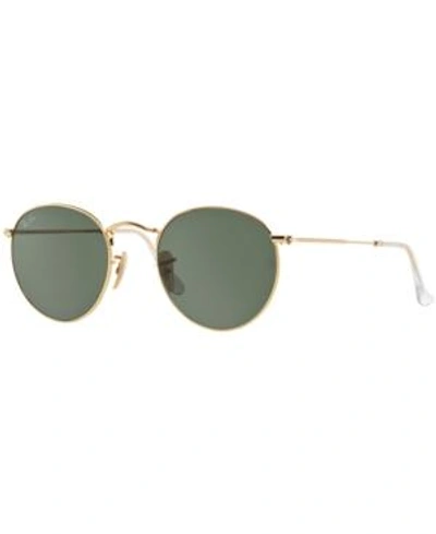 Shop Ray Ban Ray-ban Sunglasses, Rb3447 Round Metal In Gold/green