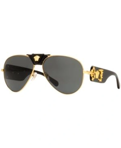 Shop Versace Sunglasses, Ve2150q In Gold/grey