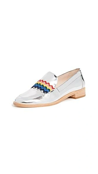 Shop Loeffler Randall Greta Loafers In Silver/rainbow