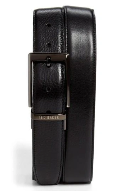 Shop Ted Baker Stitched Reversible Belt In Black/ Brown