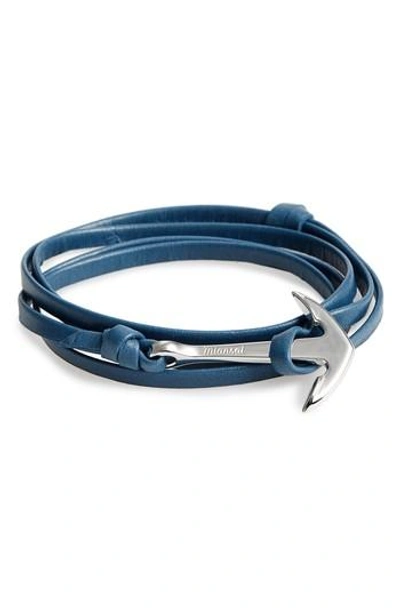 Shop Miansai Anchor Leather Wrap Bracelet In Slate