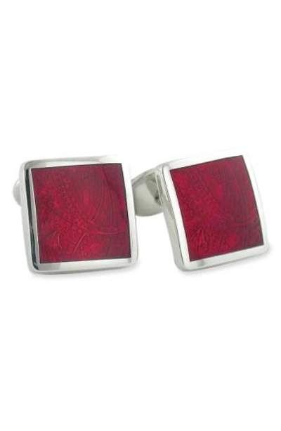 Shop David Donahue Sterling Silver Cuff Links In Burgundy