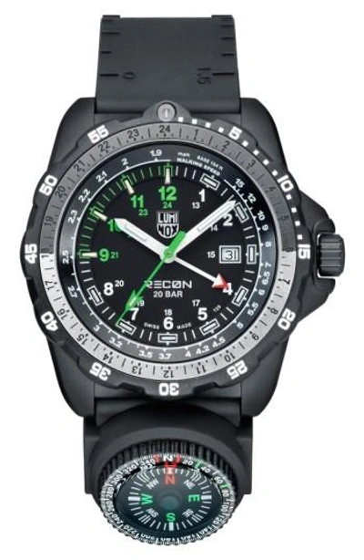 Shop Luminox 'land - Recon Nav Spc' Removable Compass Gmt Watch, 46mm In Black