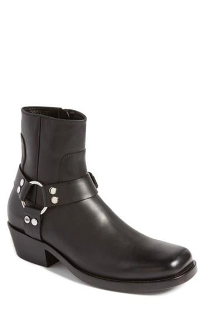 Shop Balenciaga Harness Boot In Noir Leather