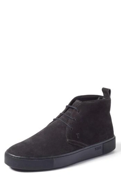 Shop Tod's Leather Chukka Boot In Dark Grey Suede