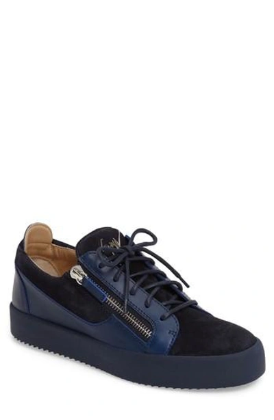Shop Giuseppe Zanotti Low Top Sneaker In Navy