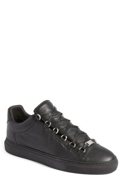 Shop Balenciaga Arena Low Sneaker In Noir Leather