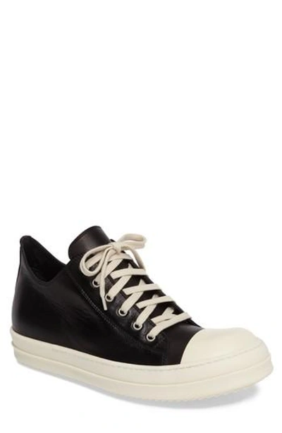 Shop Rick Owens Low Top Sneaker In Black/ Milk Leather