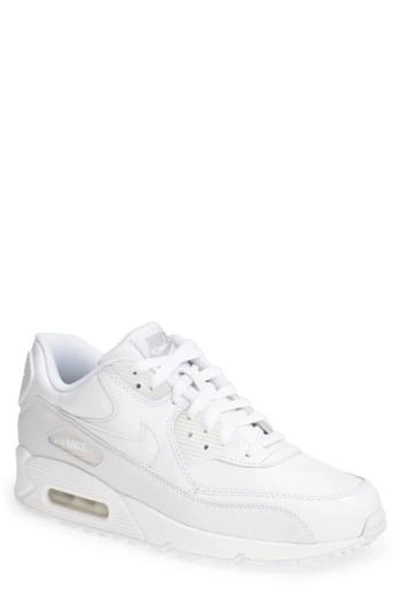 Shop Nike 'air Max 90' Leather Sneaker In White/ White