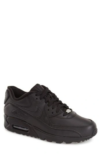Shop Nike 'air Max 90' Leather Sneaker In Black/ Black