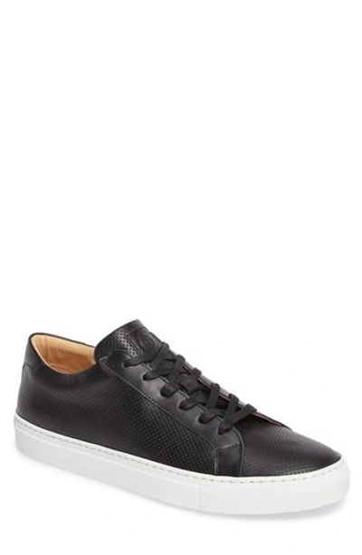 Shop Greats Royale Perforated Low Top Sneaker In Black Perforated Leather