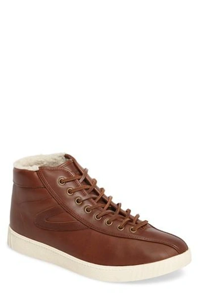 Shop Tretorn Nylite Hi 2 Sneaker In Saddle Leather