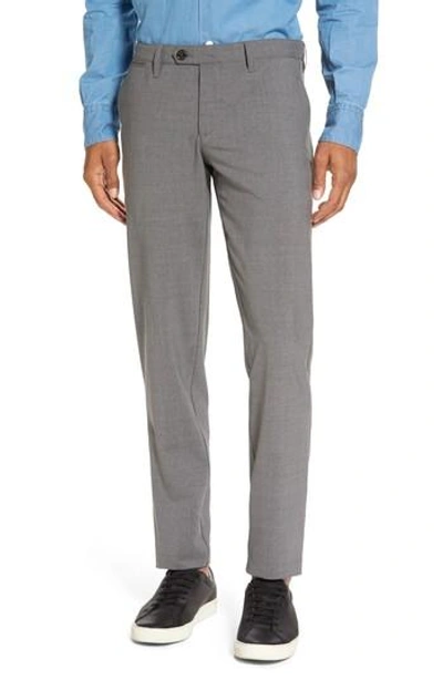 Shop Eleventy Flat Front Wool Trousers In Medium Grey