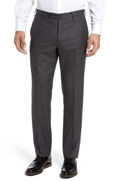 Shop Incotex Benson Flat Front Wool Trousers In Dark Grey