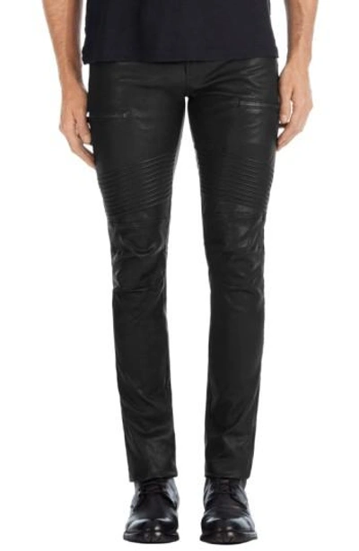 Shop J Brand Acrux Skinny Fit Moto Leather Pants In Black