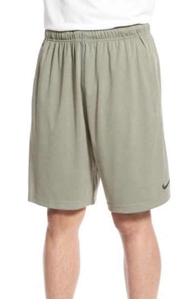 Shop Nike 'fly' Dri-fit Training Shorts In Dark Grey Heather/ Black