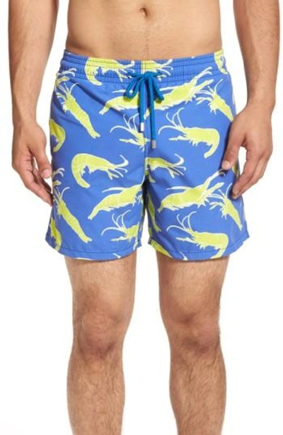 Shop Vilebrequin 'moorea' Shrimp Swim Trunks In Celestial Blue