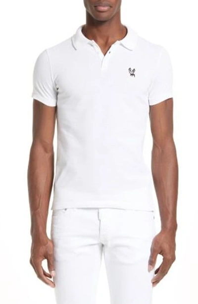 Shop Dsquared2 Ciro Dog Extra Trim Fit Polo In White