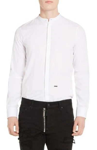Shop Dsquared2 Band Collar Poplin Shirt In White