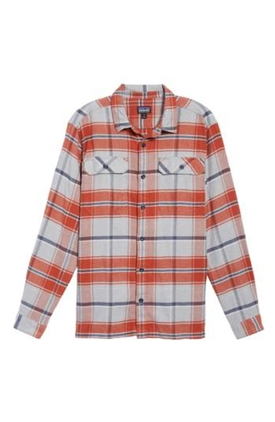 Shop Patagonia 'fjord' Regular Fit Organic Cotton Flannel Shirt In Buckstop Plaid Roots Red