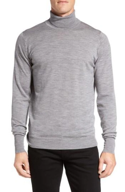 Shop John Smedley 'richards' Easy Fit Turtleneck Wool Sweater In Silver