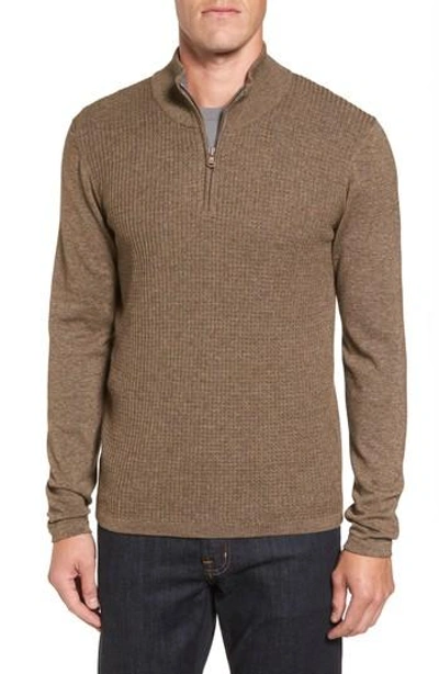 Shop Zachary Prell Higgins Quarter Zip Sweater In Light Coffee