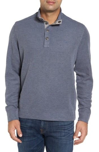 Shop Tommy Bahama Cold Springs Snap Mock Neck Sweater In Blue Note