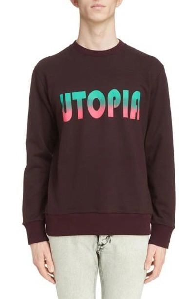 Shop Lanvin Utopia Graphic Crewneck Sweatshirt In Burgundy