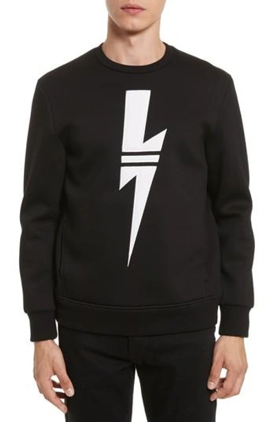 Shop Neil Barrett New Thunderbolt Sweatshirt In Black/ Off White