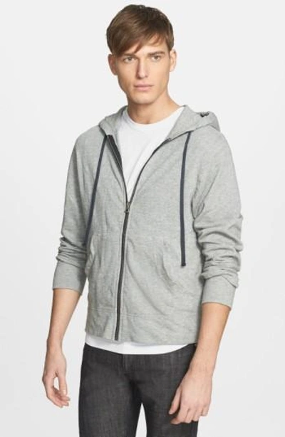 Shop James Perse Classic Zip Hoodie In Heather Grey